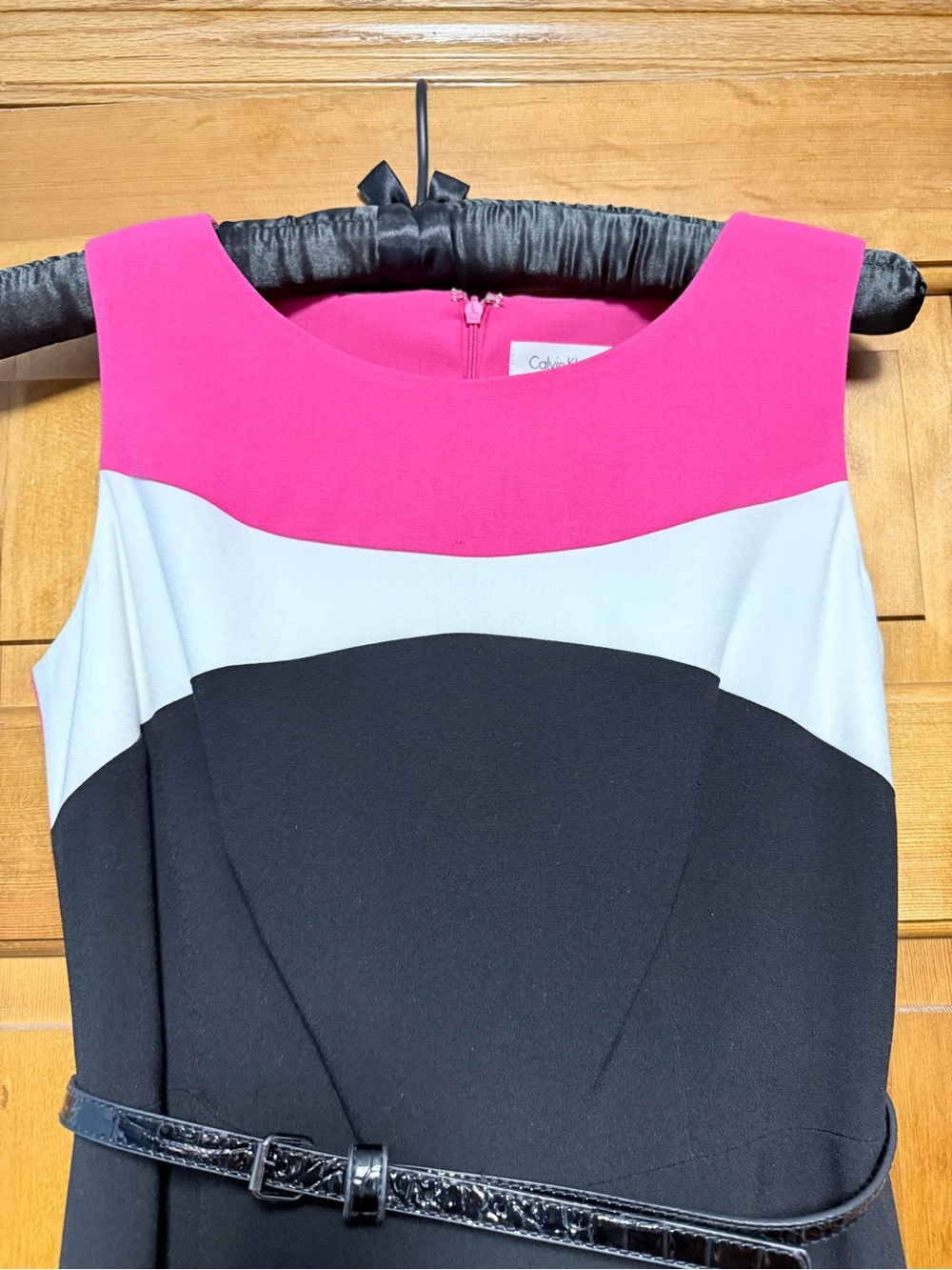 Calvin Klein Black Pink White Fit and Flare Dress Size 4 Work Cocktail Y2K - Picture 4 of 9